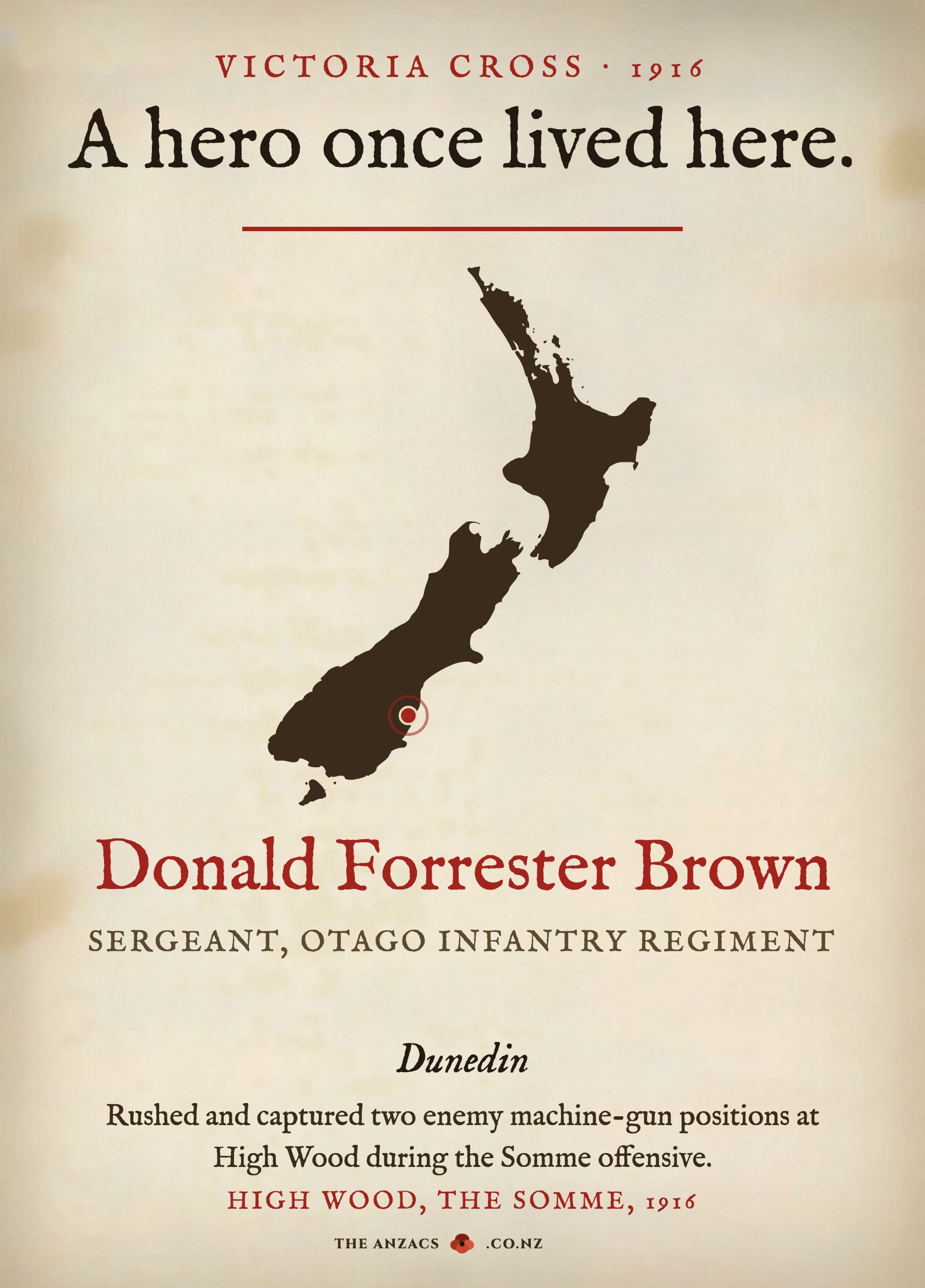 The VC Gallery sign for Donald Forrester Brown